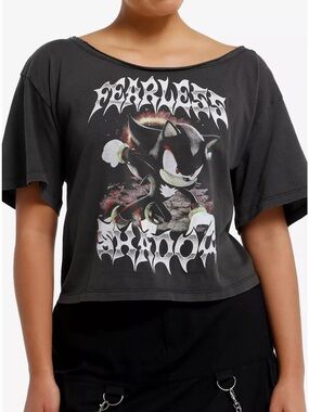 Hot Topic Graphic Shadow Hedgehog Cropped Tee - Black XL new with tags